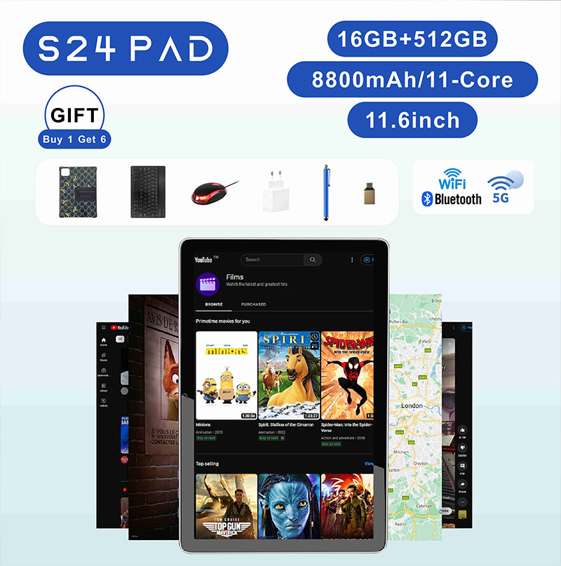 X-PRIME S24 | 10.1'' Display | 512GB Storage | 16GB RAM | 6800 mAh Battery | 13MP Camera | Tablet PC
